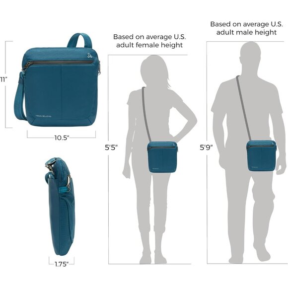 Lightweight Teal Anti-Theft Messenger Crossbody - Ultimate Travel Safety - Picture 3 of 13